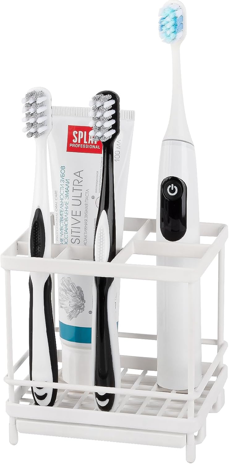 Electric Toothbrush Holders for Bathrooms Toothpaste Organizer, White