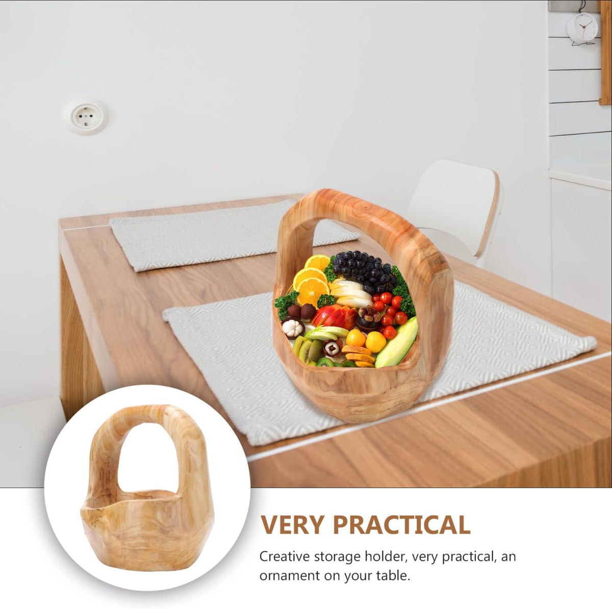 Wooden Fruit Basket Kitchen Serving Tray Decorative Bowl Appetizer Tray Creative Root Carving Bowl Snack Plate for Parties Style