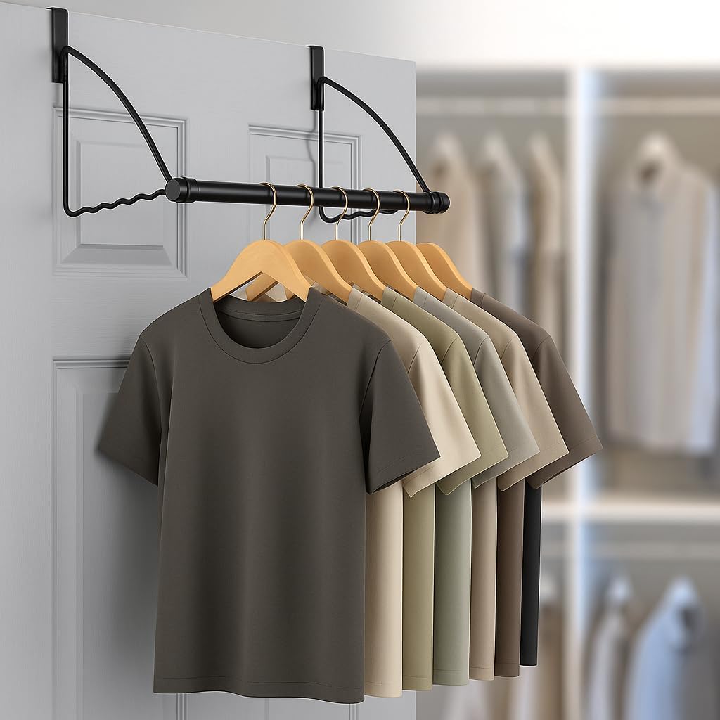 HOLDN’ STORAGE Over The Door Hanger for Clothes, Black