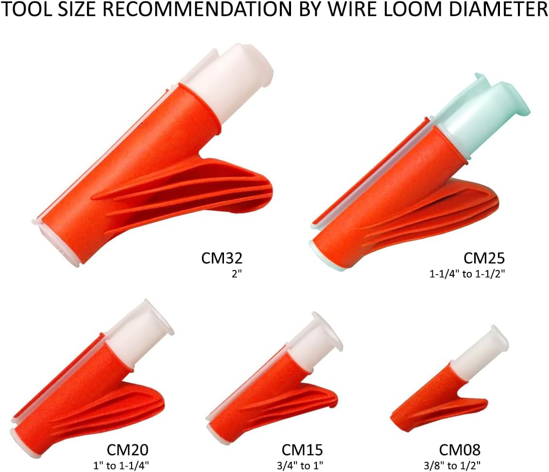 Electriduct Wire Loom Cable Insertion Tool for 3/8" to 1/2" Conduit Sleeving Installation - Model CM08 | 5 Pack
