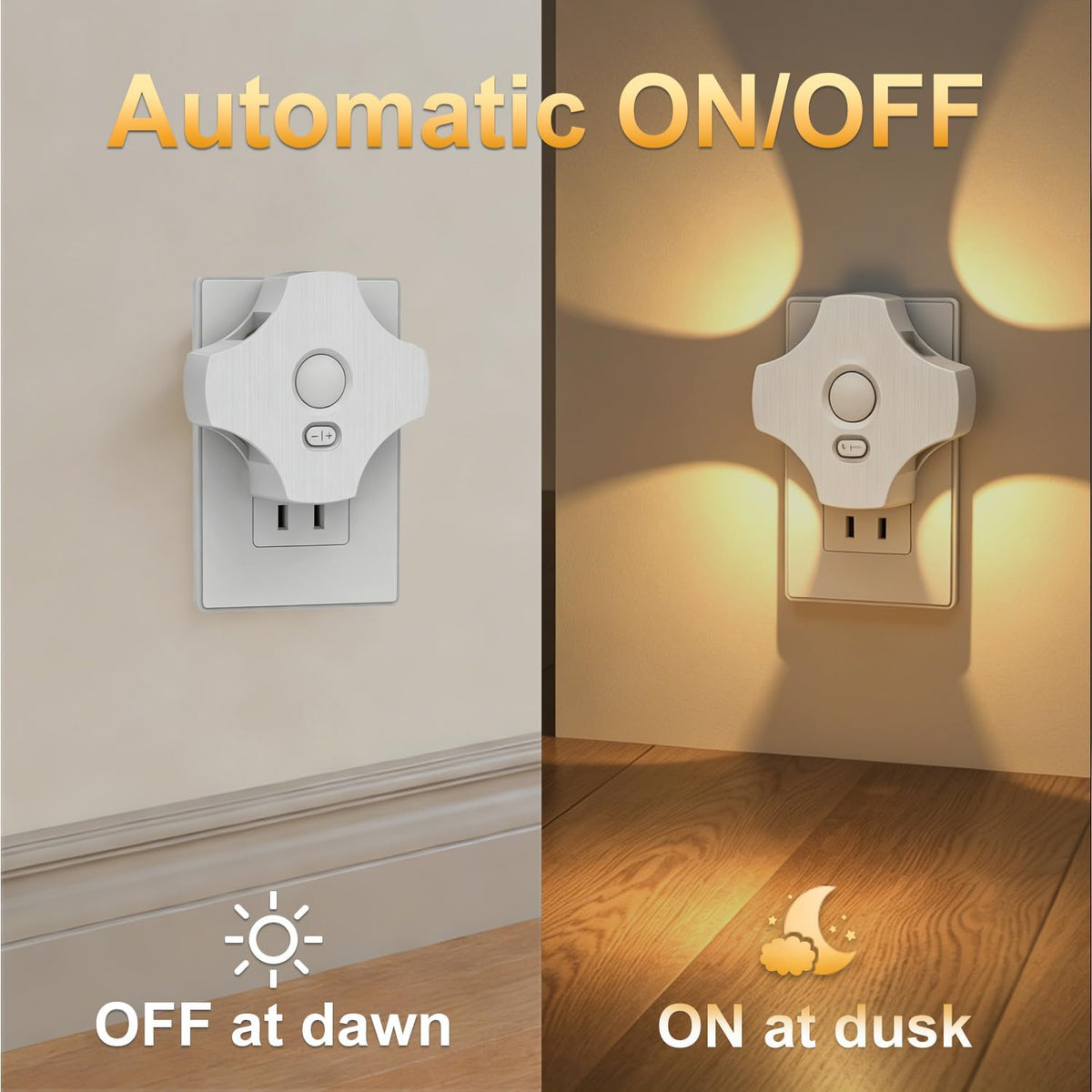 LED Motion Sensor Night Light, 2-Pack, 3000K Soft White
