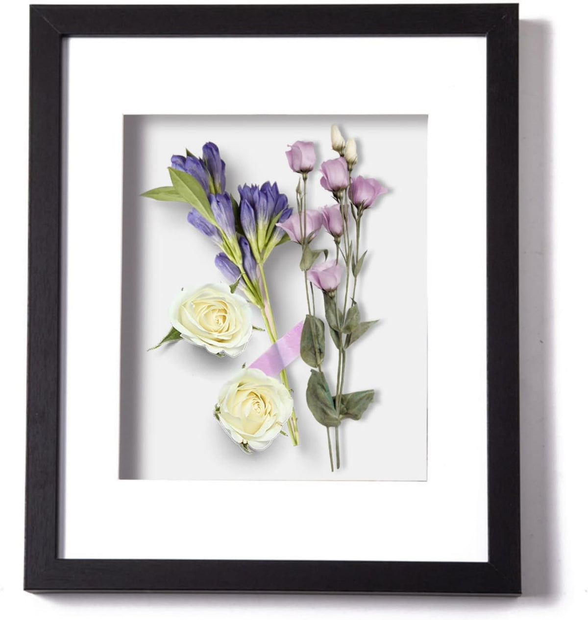 Muzilife 8x10 Shadow Box 3D Picture Frame with Mat, Wood, 1 Pack, Black
