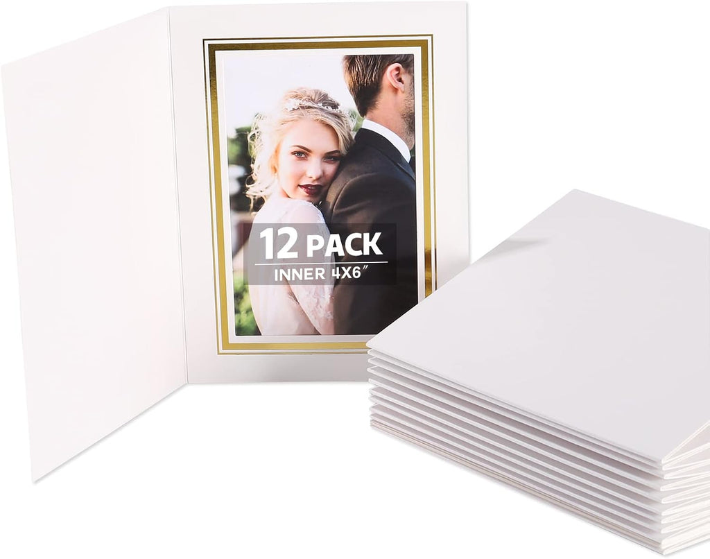 4x6 Photo Folder, White Cardboard Picture Frame, Vertical Paper Photo Frame Cards Pack of 12.