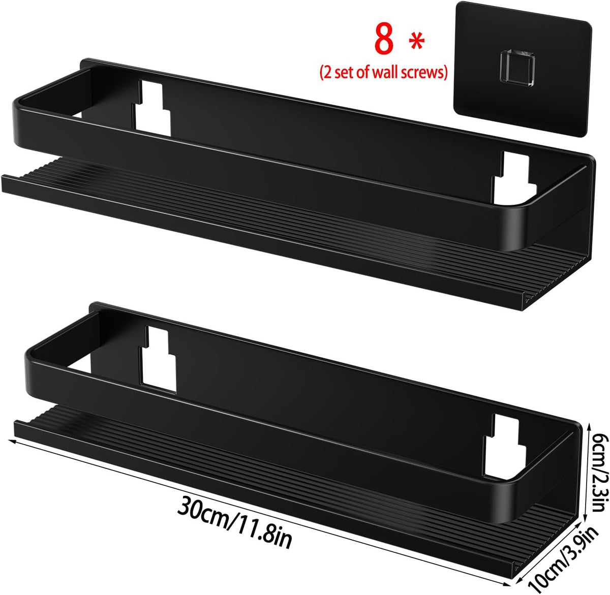 Aluminum Shower Caddy 2-Layers (11.8in) No Drill Shower Shelves