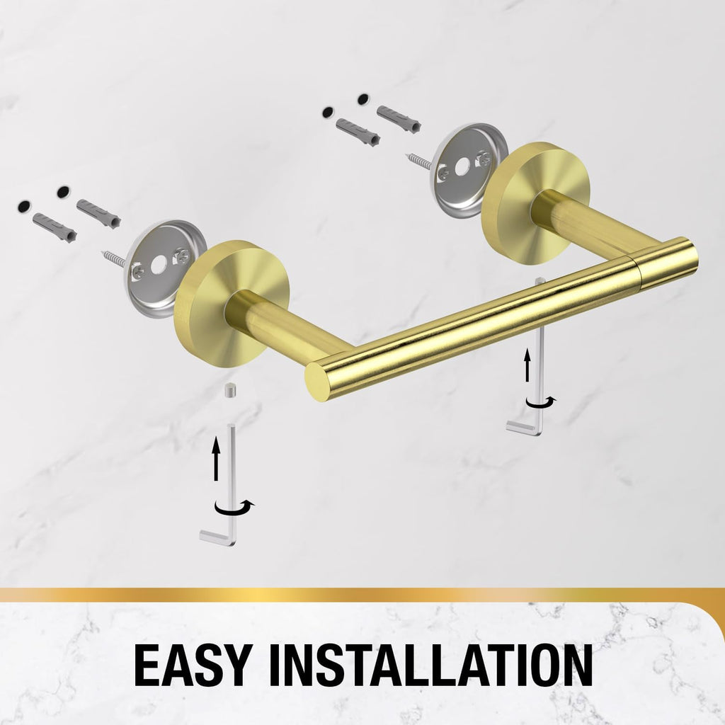 HITSLAM Gold Toilet Paper Holder, Double Post Pivoting, SS304