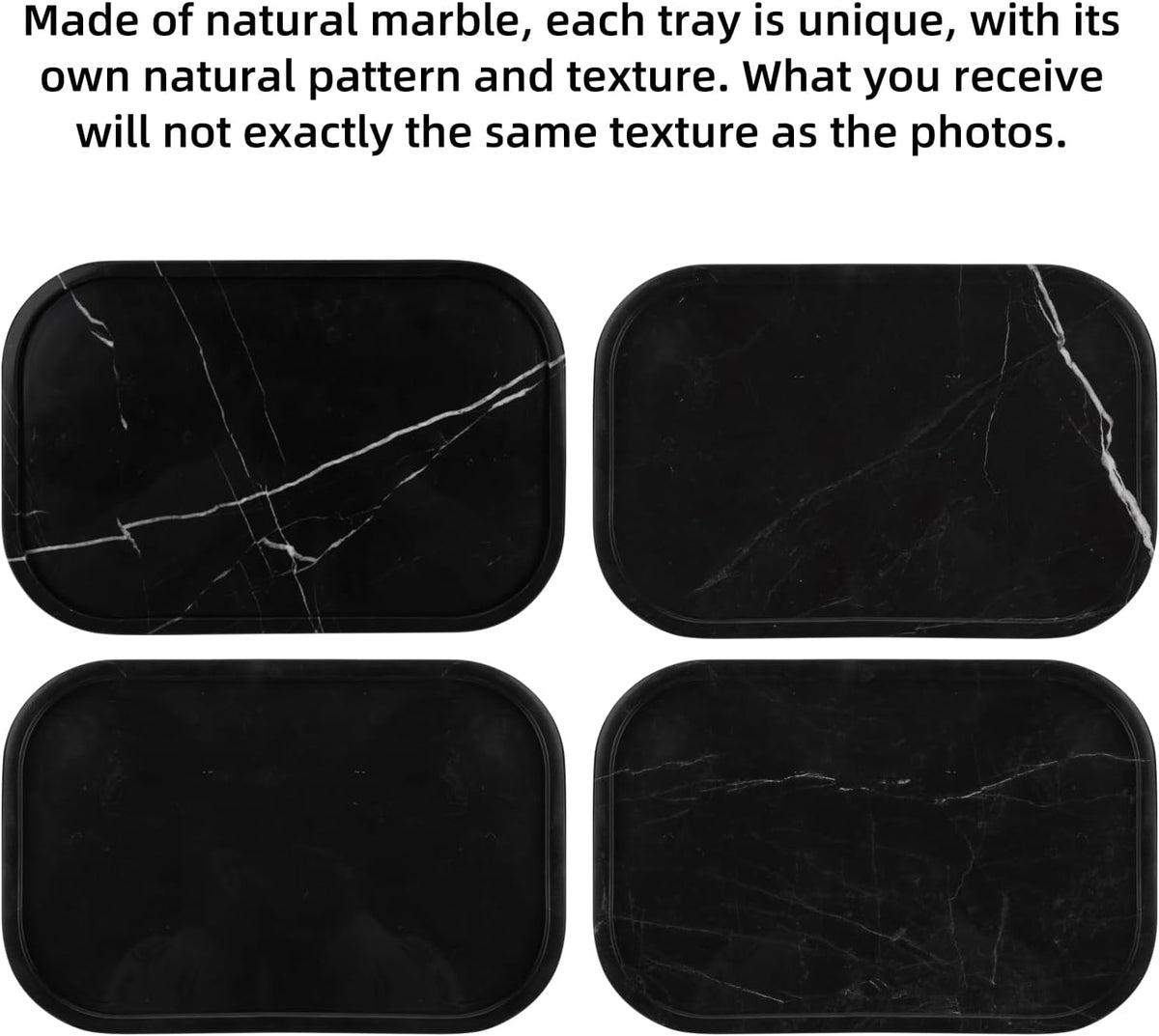 Marble Bathroom Vanity Decorative Tray, Black Marquina, 12 * 8 * 0.8