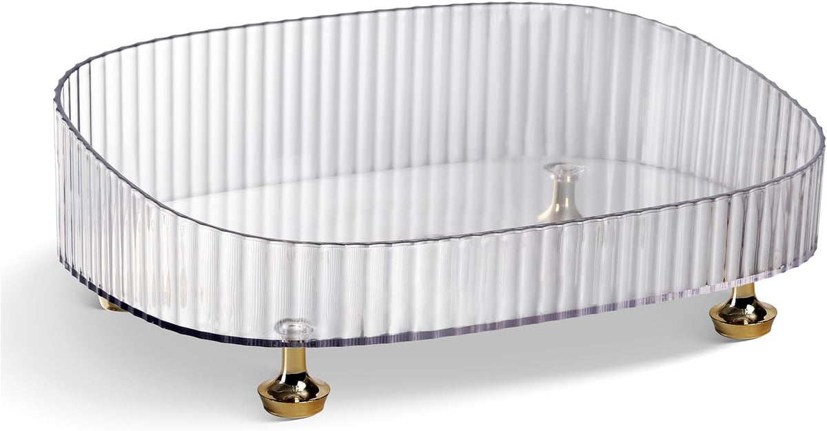 Clear Acrylic Perfume Tray, Round Makeup Bathroom Trays for Counter, Decorative Vanity Trays for Bathroom Countertop for Dresser Tops