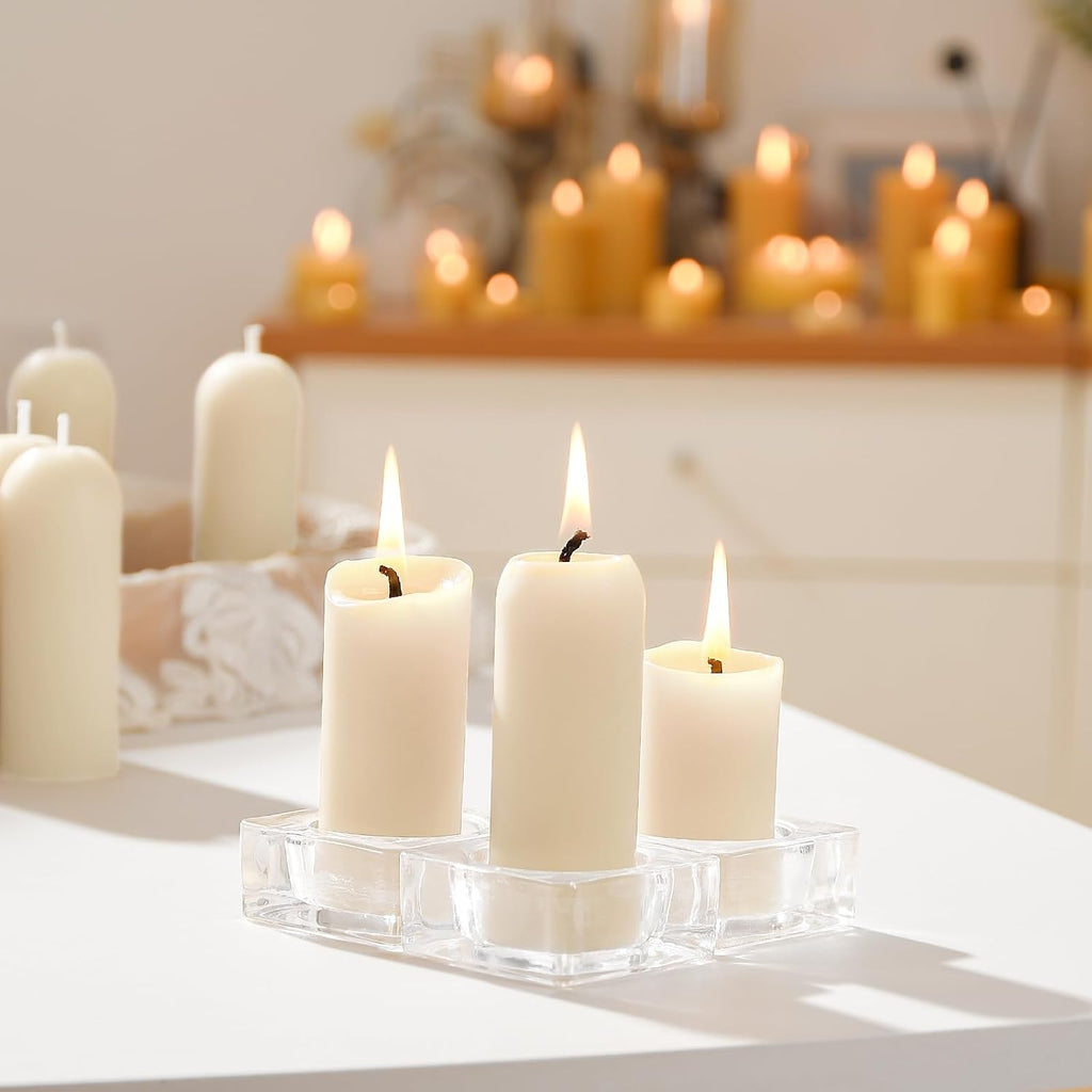 16-Pack 3.5"x1.3" Handmade Pure Beeswax Small Pillar Candles, Clean White