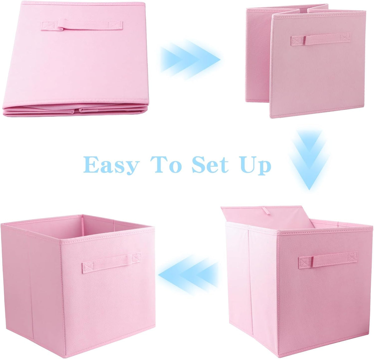 10.5" Collapsible Storage Cubes, Fabric Foldable Storage Bins With Handles