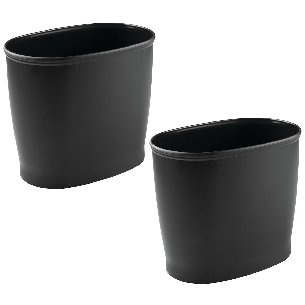 iDesign Slim Plastic Bathroom Trash Can, 2-Pack, Black