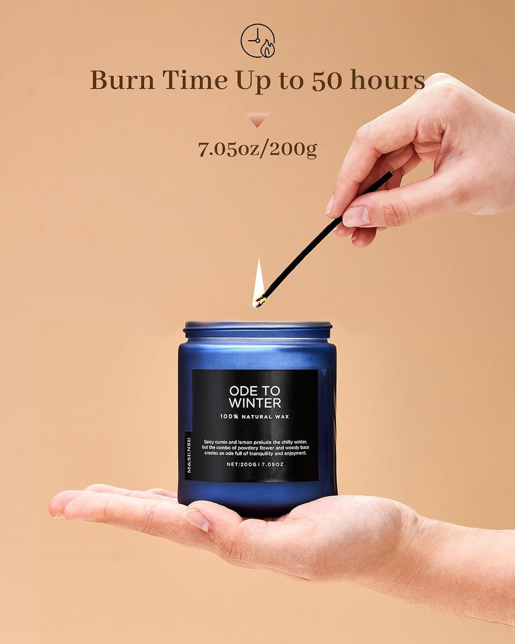 M&SENSE Ode to Winter Candles for Home Scented 7.05oz Natural Soy Wax 50h