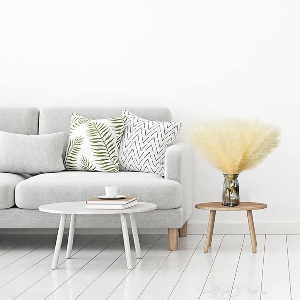 Faux Pampas Grass, 6 Stems Artificial Pampas Grass Decor Flurry Pompous Grass for Small Vase Boho Home Decor/Wedding Arrangements/Rustic Decor 18''/45cm (Beige)