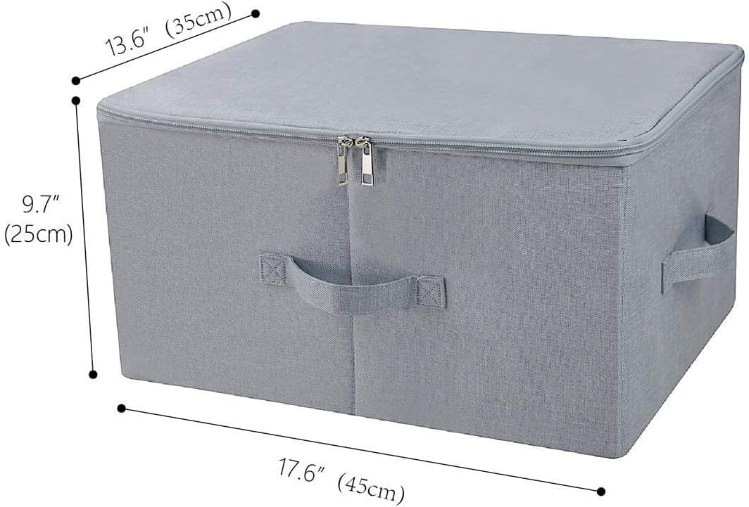 17.6 X 13.6 X 9.7",Folding Closet Clothes Storage Boxes with Zip Lid, 2 PCS