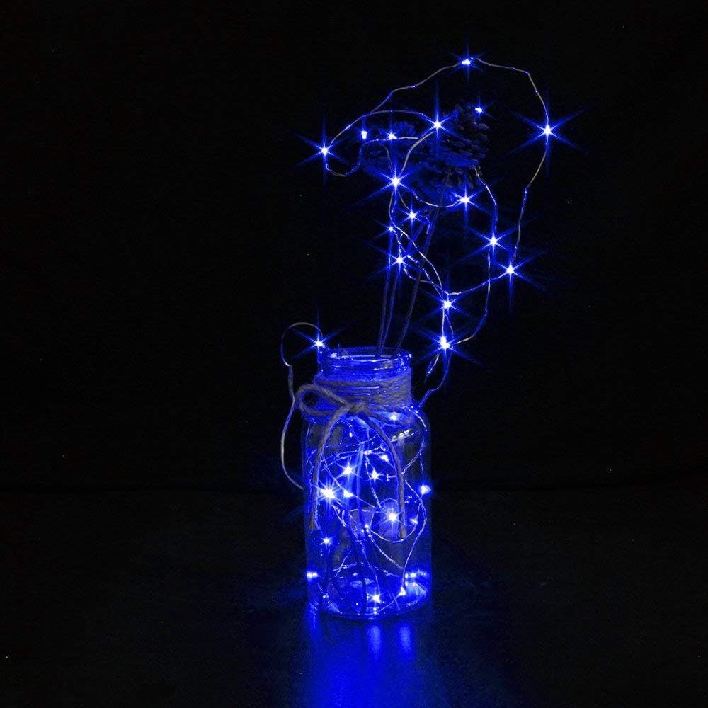 Fairy Lights Battery Operated (Included), 6.6ft 20 LED Mini String Light, Waterproof Silver Wire Firefly Starry Light for DIY Wedding Christmas Party Mason Jars Decor Indoor (Multi-Colored, 10 Pack)