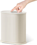 Small Bathroom Trash Can with Lid Push Top,Dog Proof Wastebasket