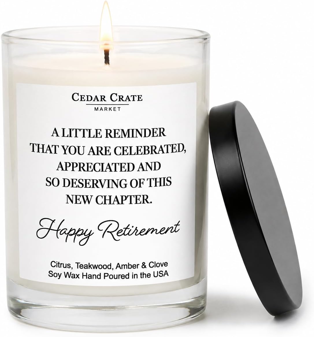 2026 Retirement Gifts for Women - Thoughtful Heartfelt Happy Retirement Candle, You are Celebrated, 13.5oz USA Made Soy Wax | 60+ Hrs