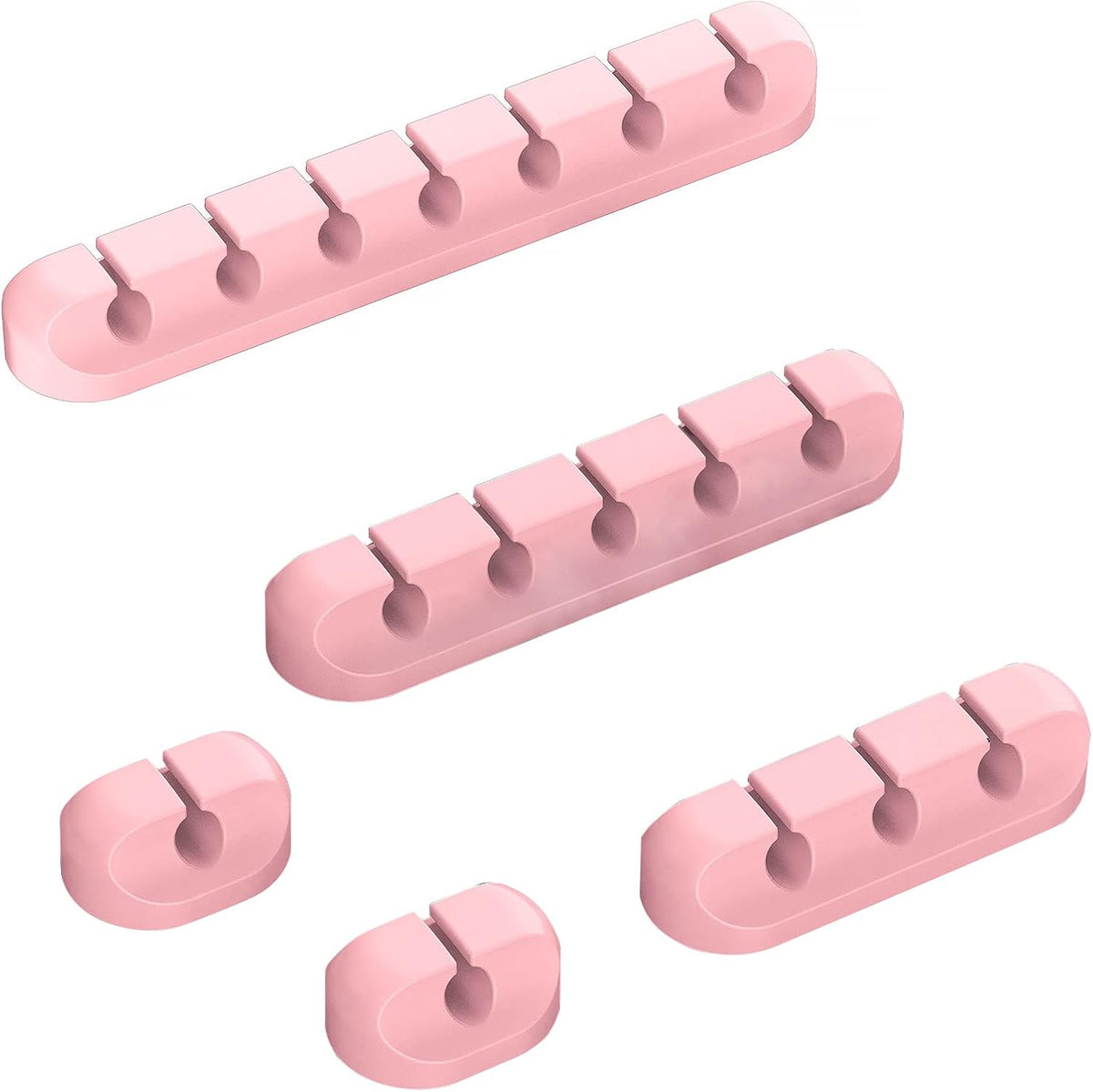 TviewSmart Cord Organizer for Desk, 5 Pack Cord Holders, Cable Clips, Pink