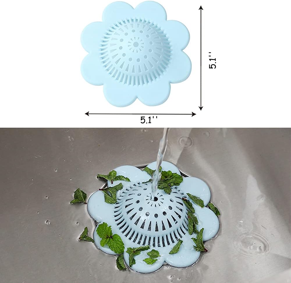 4PCS Drain Hair Catcher Shower Drain Covers Durable Silicone Hair Stopper,Bathtub and Shower Drain Protectors for Bathroom Bathtub and Kitchen