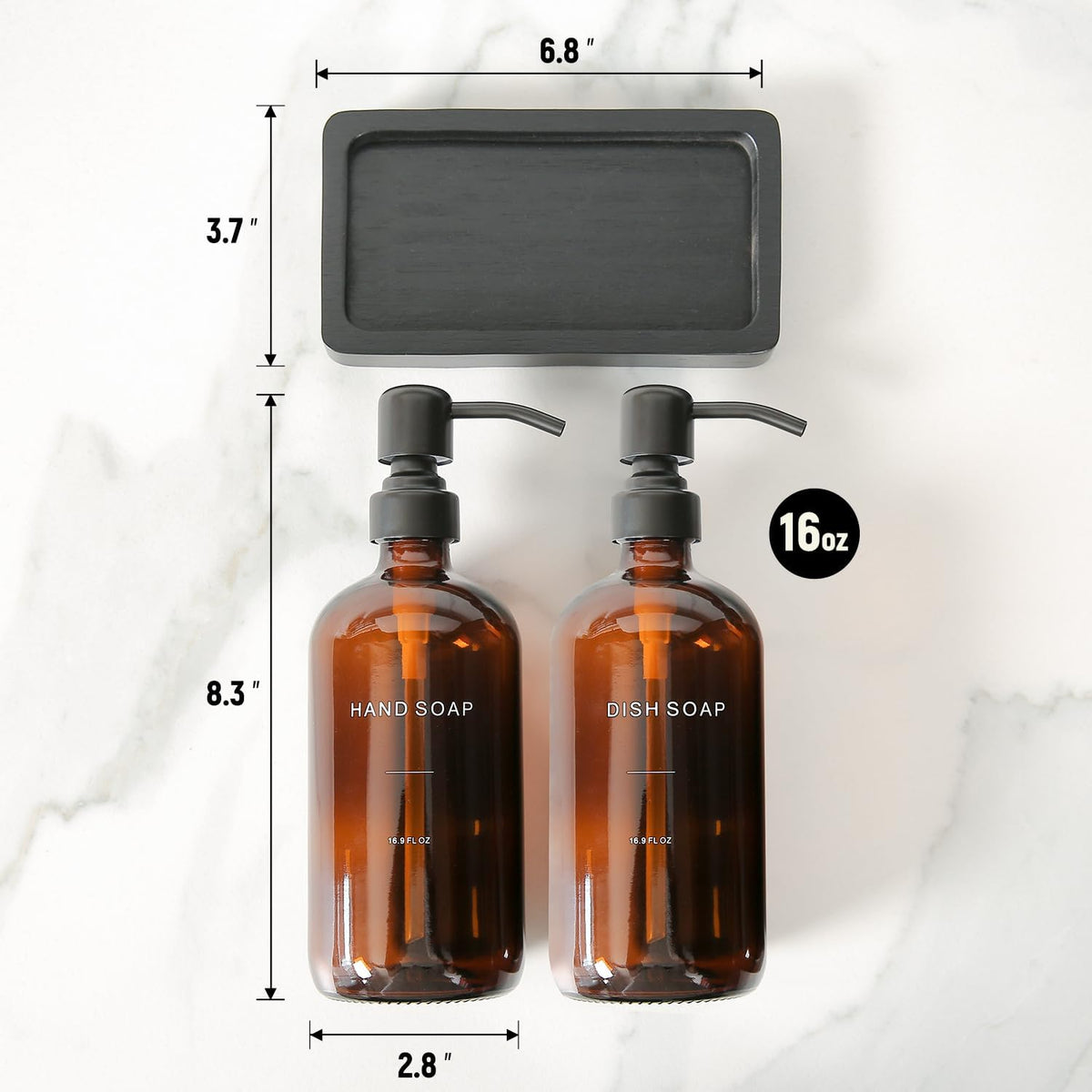 Prus Waso Amber Soap Dispenser Set