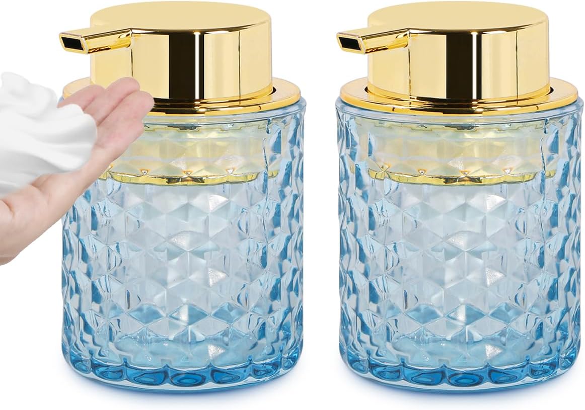 2pcs Foaming Soap Dispenser 10 Oz Pink Glass Hand Soap Dispenser