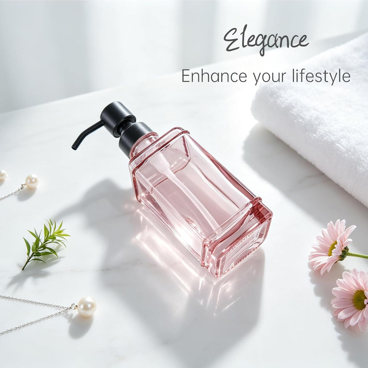 Soap Dispenser，10 Oz Antique Design Thick Glass Hand Soap Dispensers, with 304 Rust Proof Stainless Steel Pump, 6Pcs Stickers, for Kitchen,Bathroom, Apricot+Oil Rubbed Bronze