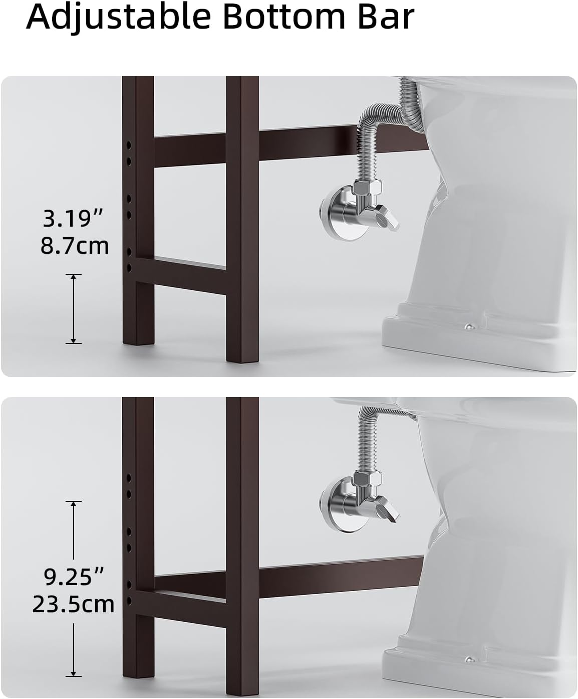 SMIBUY Bathroom Storage Shelf, Bamboo Over-The-Toilet Organizer Rack, Freestanding Toilet Space Saver with 3-Tier Adjustable Shelves (Dark Brown)