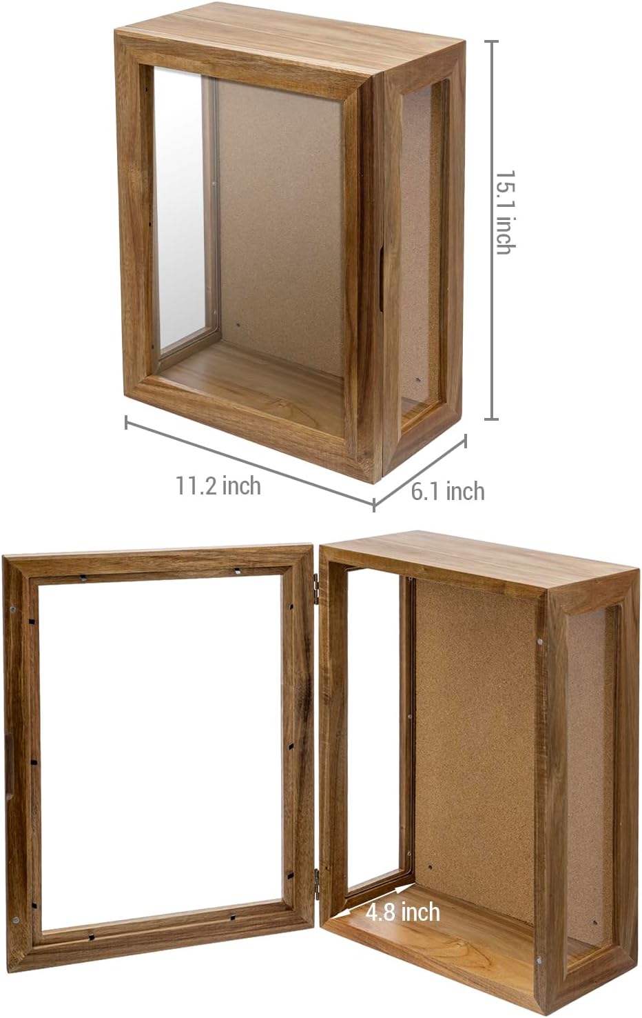 MyGift 11 x 15 Inch Wall Mounted Acacia Solid Wood Deep Shadow Box