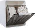 DASITON Wall Mounted Qtip Holder, Cotton Swab Storage Box with Lid, Bathroom Canister Organizer for Cotton Swabs, Balls, Pads, Floss Picks, Waterproof Bathroom Storage Container for Vanity (Grey S)