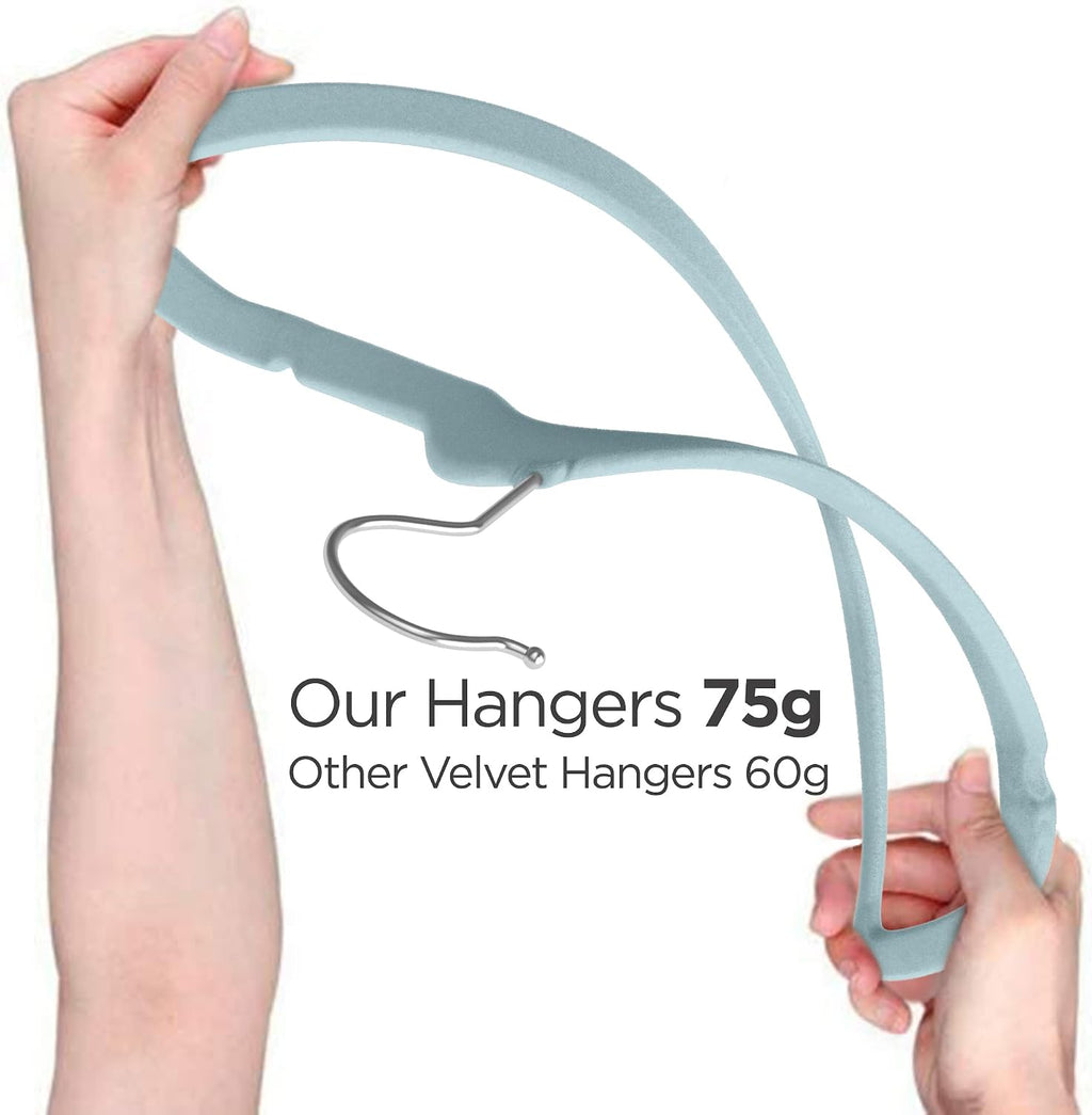 TechZoo 50 Pack Premium Baby Velvet Hangers (Blue) - 11.8" Inches Non-Slip, Ultra-Slim & Space-Saving Toddler Hangers - 360° Rotating Hook, Strong & Durable Hanger for Children, Infant & Toddler