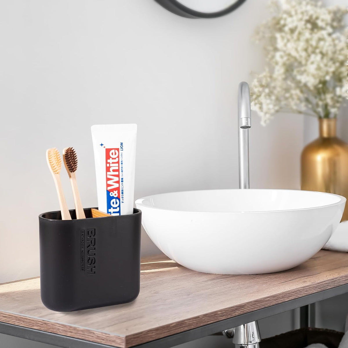 Toothbrush Holders for Bathrooms, Electric Toothbrush Holder 2 Slots, Black