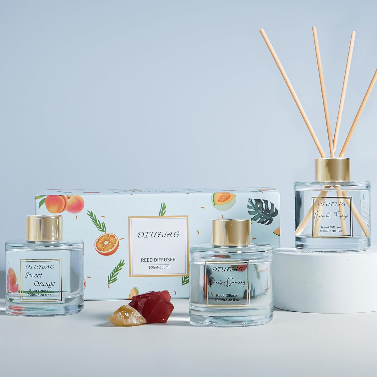 200ml Scent Diffuser with 6 Fiber Sticks, 6.76 oz Reed Diffuser Set