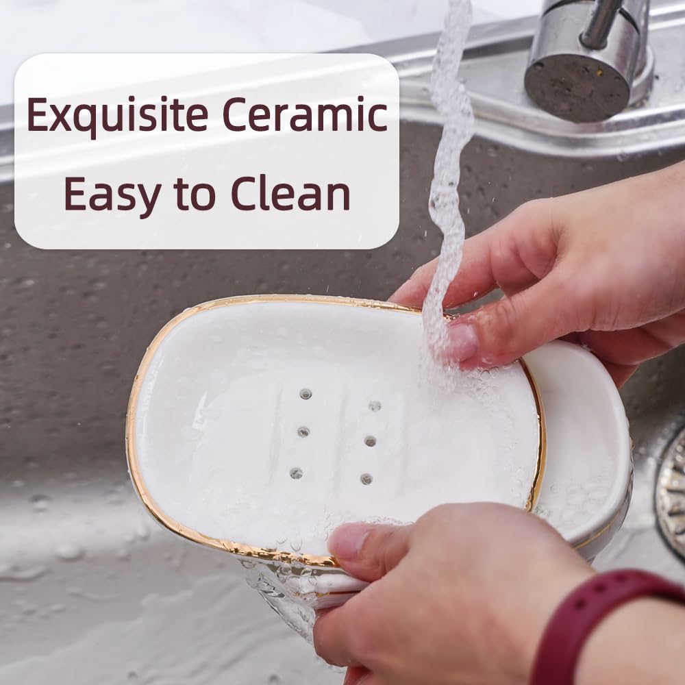 Self Draining Soap Dish, Double-Layer Bar Soap Tray(Style E)