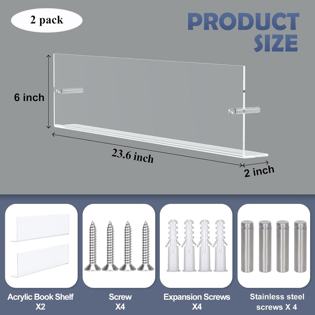 DuvinDD 2 Pack Acrylic Magazine Holder Rack Wall Mount 24 inch