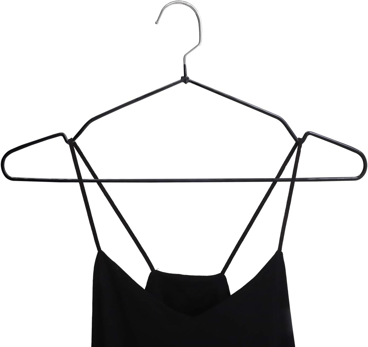Non-Slip Hanger Metal Hangers Wire Shirt Hangers Chrome and Black Friction, 40 Pack Space Saving Clothes Hanger with Rubber Coating 16.5 Inches
