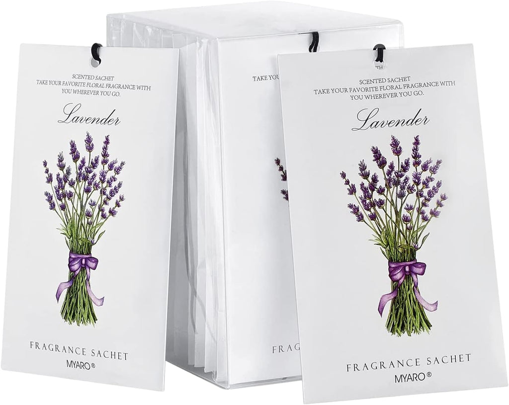 MYARO 12 Pack Lavender Scented Sachets, Closet Deodorizer Car Air Freshener