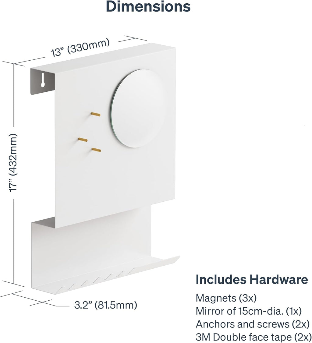 Key Holder Wall Mount and Mail Organizer, White
