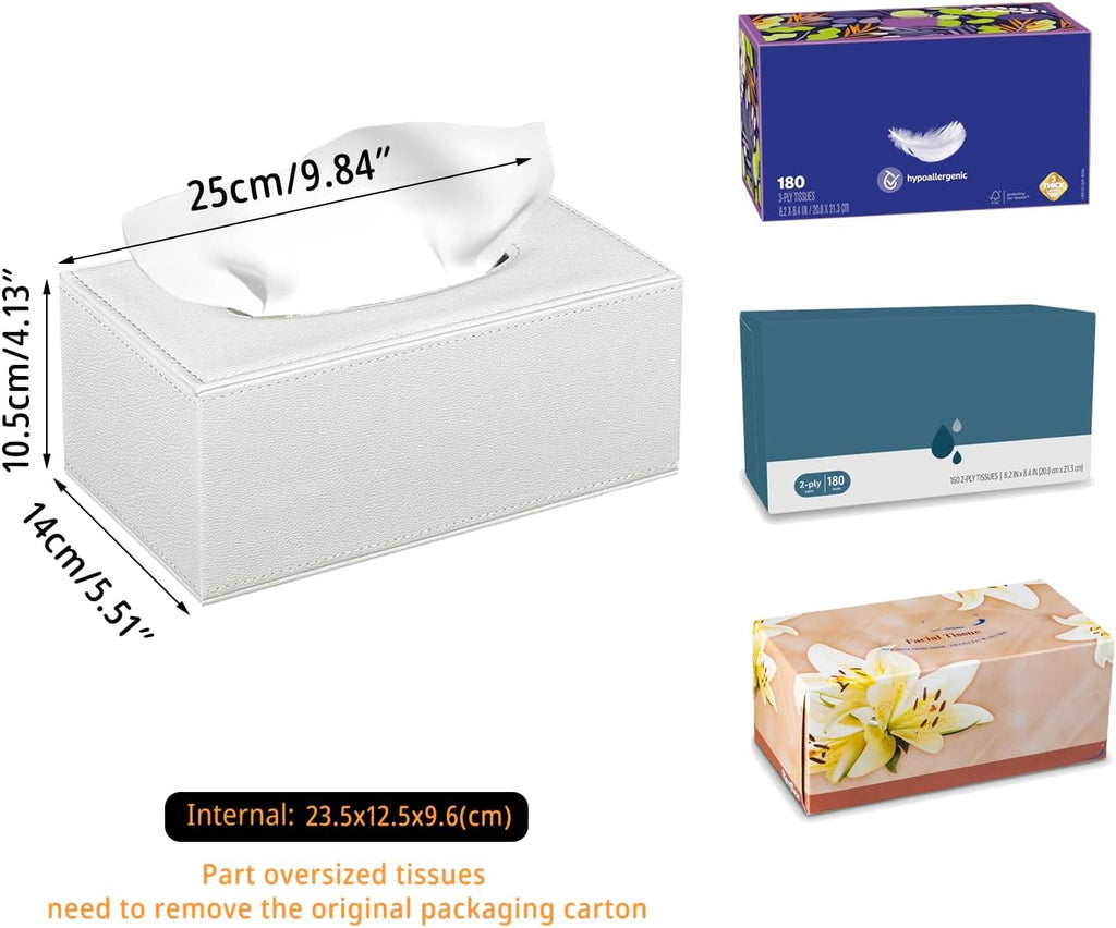 Linen Tissue Box Cover Rectangle,Aesthetic Facial Tissue Cube Box Holder
