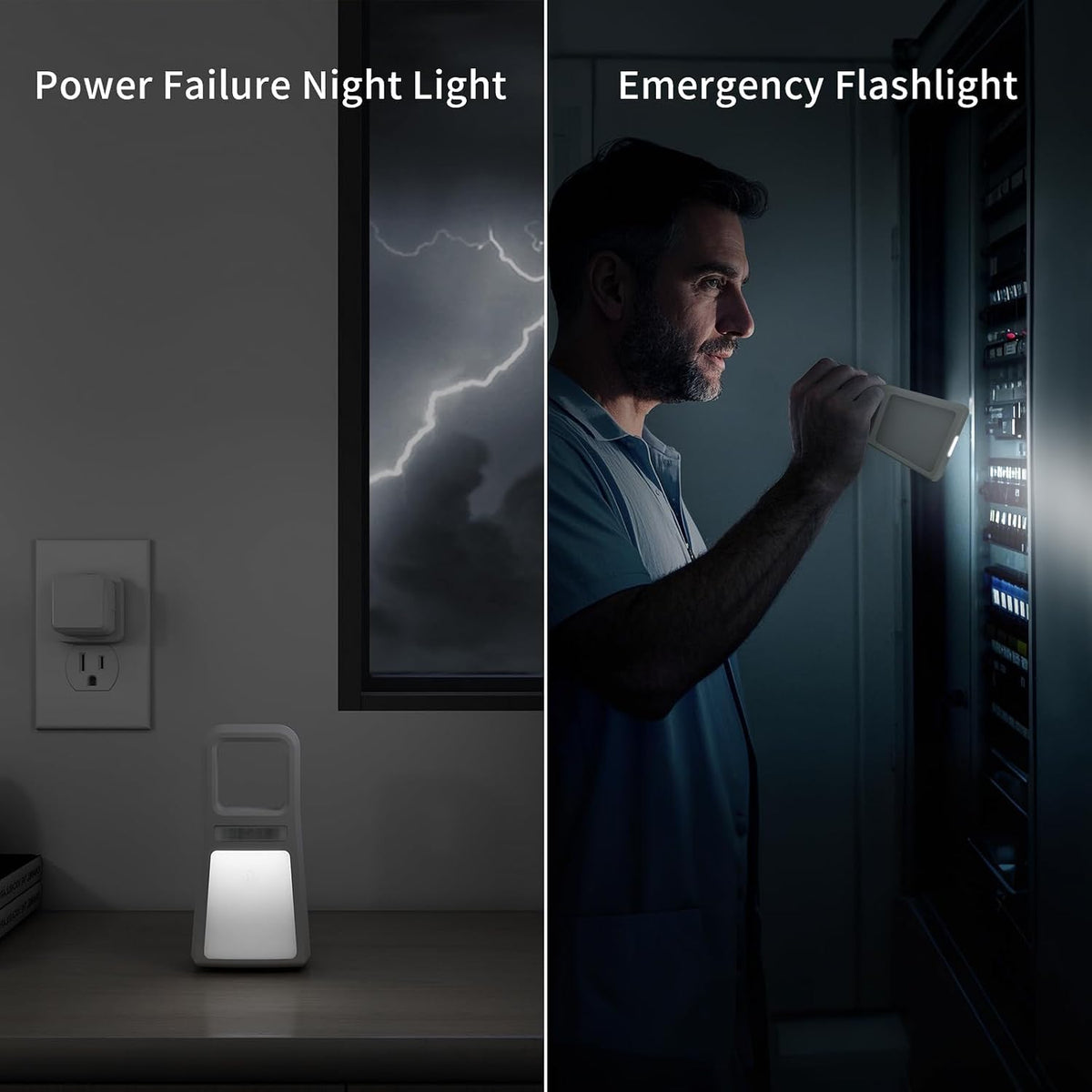 Dawnrise 3 Pack 5-in-1 Power Failure Night Lights, Wireless Charging