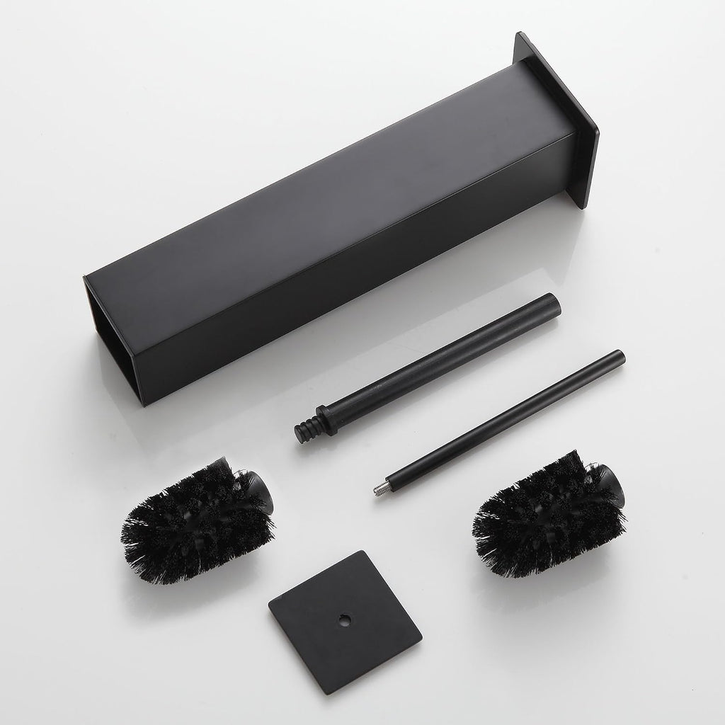 BVL Toilet Brush and Holder Set Black Stainless Steel 304 Square Freestanding Toilet Brush for Bathroom