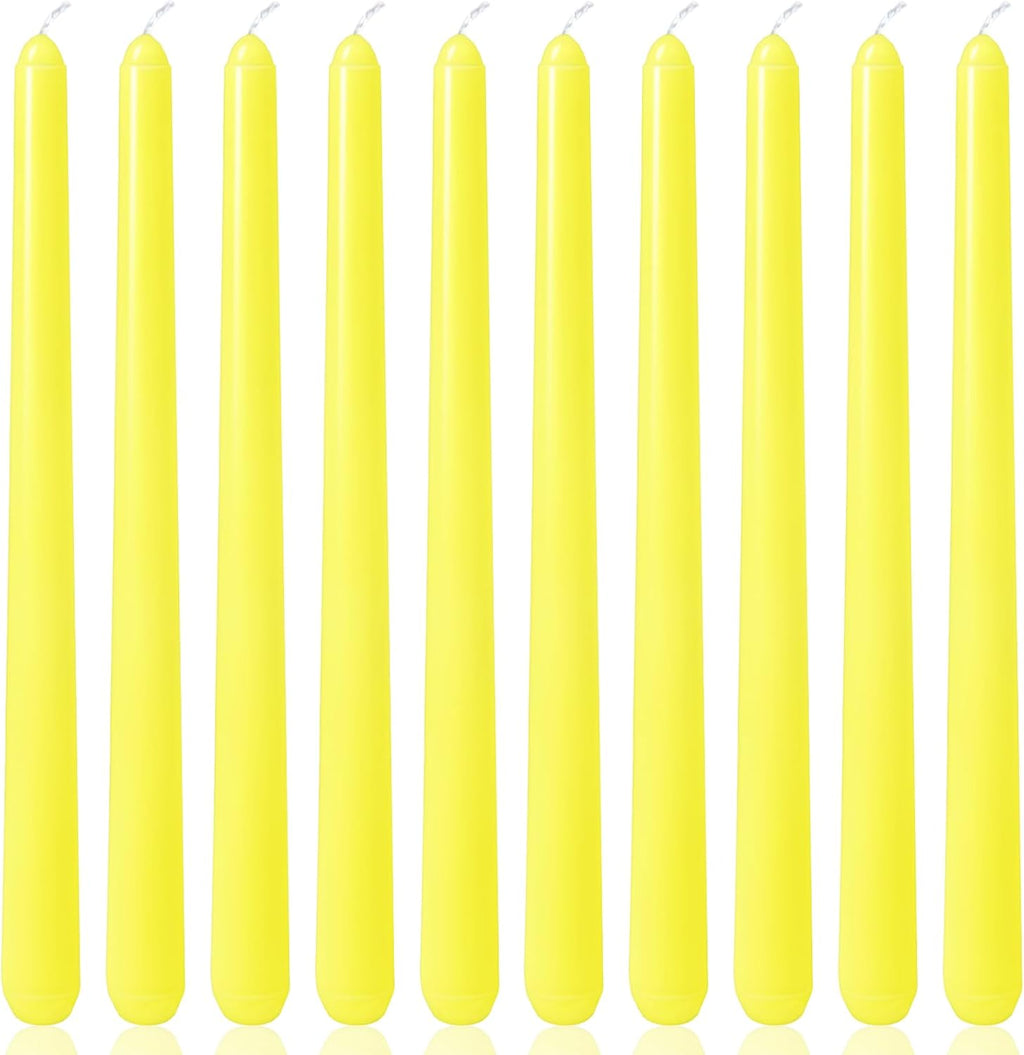 10 Inch Yellow Unscented Taper Candles for Summer Parties