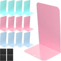 6 Pairs Metal Bookends Book Stopper for Shelves Office Book Holder Library Bookend for Heavy Books Desk Home Bookshelf School