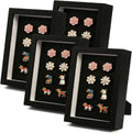 Pin Display Case, Enamel Pin Collection Display with Deep Shadow Box Picture Frame with True Glass or DIY Craft Shadowbox for Shells/Flowers, Hanging or Tabletop Display (Black, 4P 4*6)