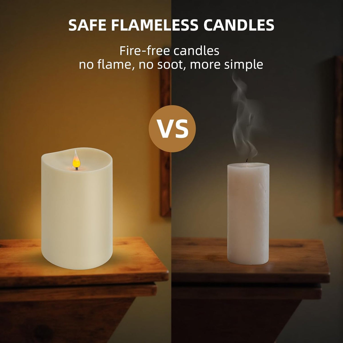Flameless LED Candle with Remote, 4x6 Inch Plastic Pillar Candle, Battery Powered, Flickering Flame with Timer & Dimming, Ivory – Safe, Realistic Home or Event Decor