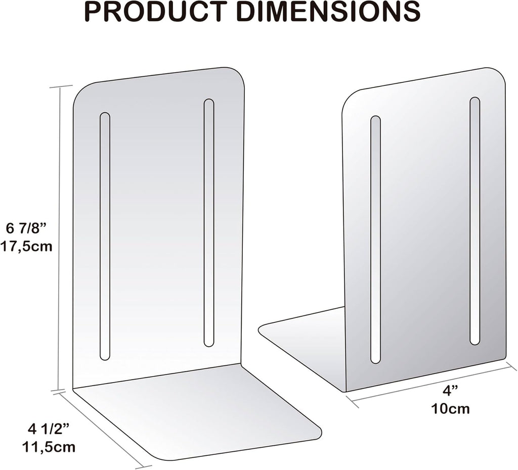 Acrimet Bookends for Shelves, Non-Skid Book Holder, Heavy Duty Book Stopper, Steel Metal Book Ends Storage for Home, Library, 6 7/8" H x 4" W x 4 1/2" D (Green Citrus) (1 Pair / 2 Pieces)