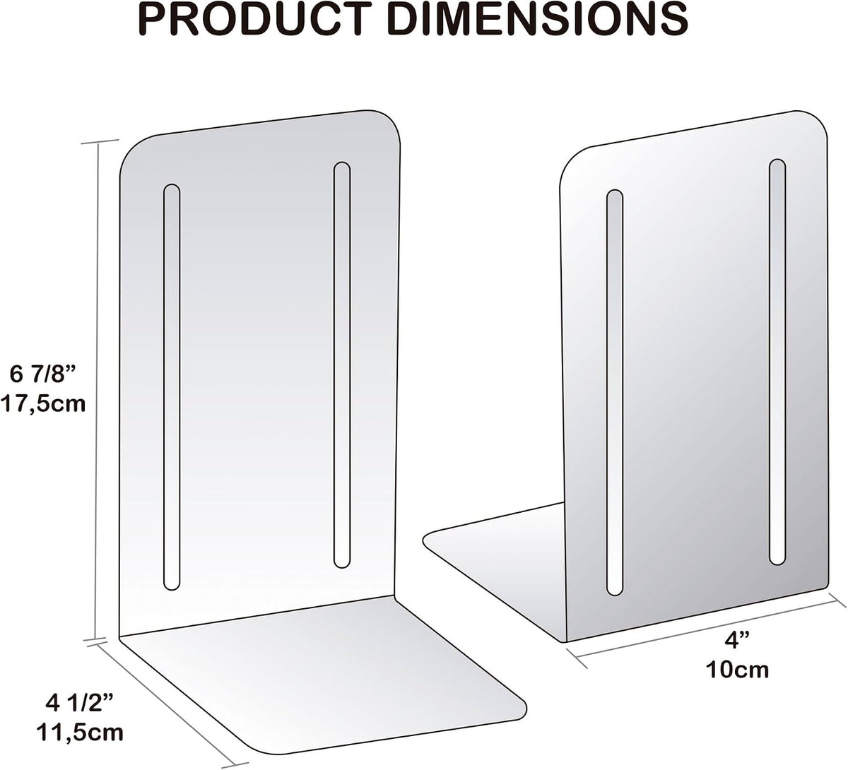Acrimet Bookends for Shelves, Non-Skid Book Holder, Heavy Duty Book Stopper, Steel Metal Book Ends Storage for Home, Library, 6 7/8" H x 4" W x 4 1/2" D (Blue) (1 Pair / 2 Pieces)