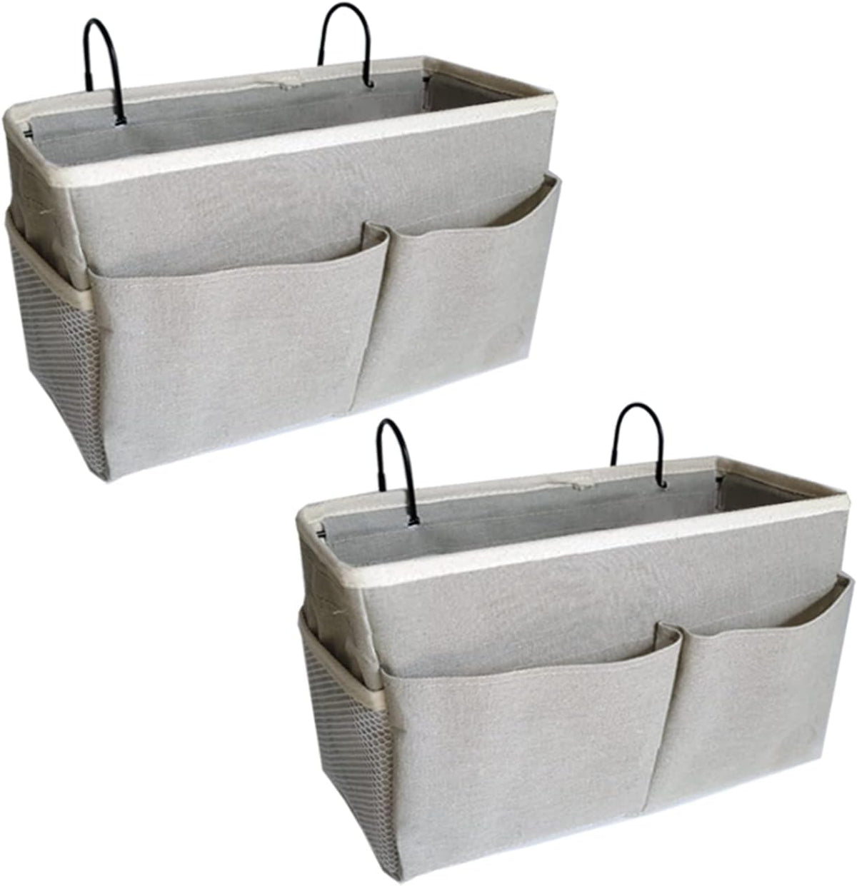 SMALL GOAL Bedside Caddy, Bedside Hanging Storage Organizer for College Dorm Bed, Bunk and Hospital Beds, Can be Placed Magazine, Books, Phones,Keys, kettle, Glasses (grey, 2pack)