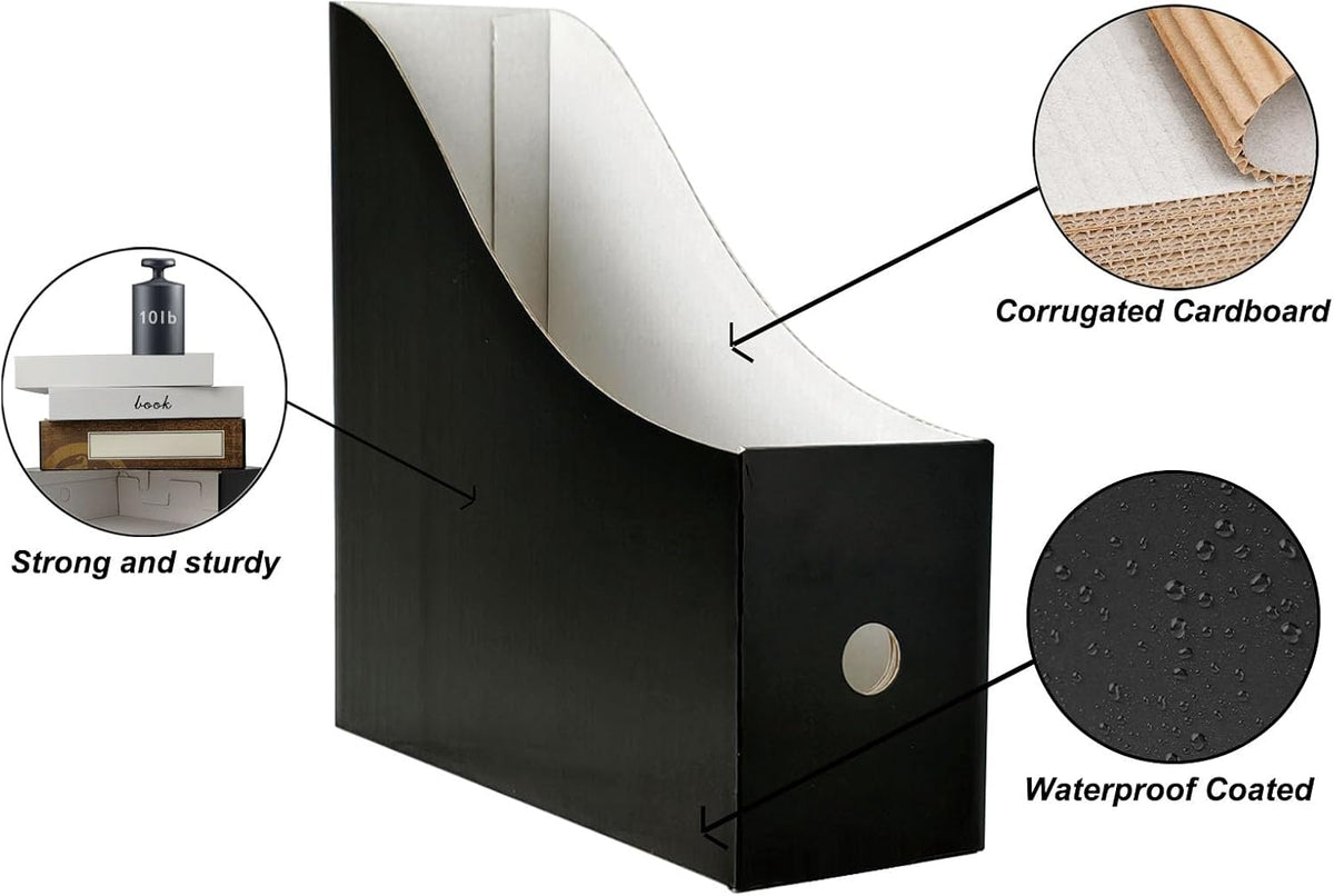 Limitliho 24 Pack Black Cardboard Magazine File Holder for Desk or Shelves