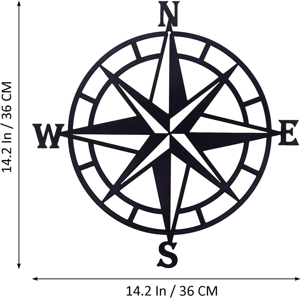 ESTART 14In Black Nautical Compass Metal Beach Theme Wall Hanging Decor