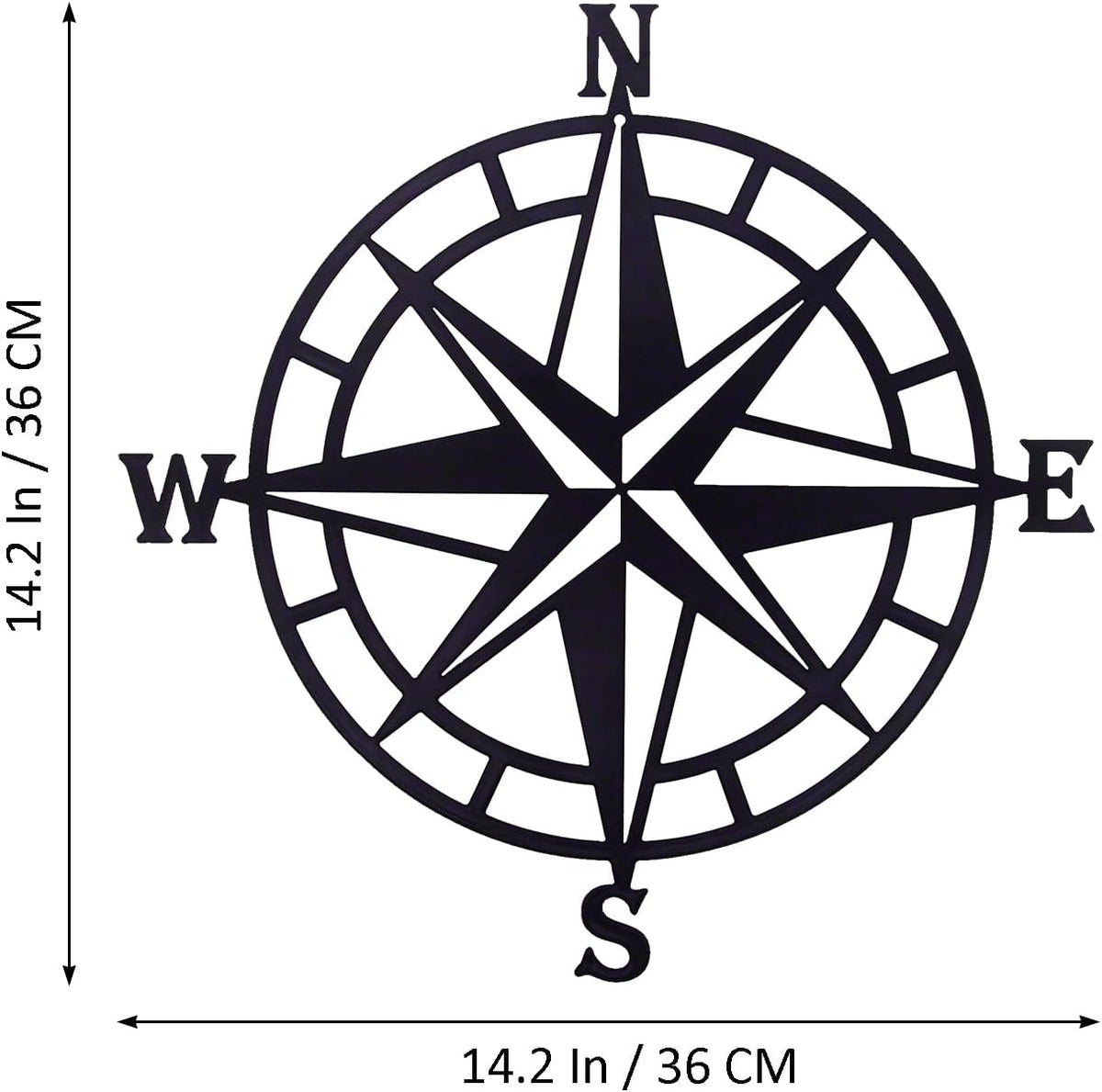 ESTART 14In Black Nautical Compass Metal Beach Theme Wall Hanging Decor
