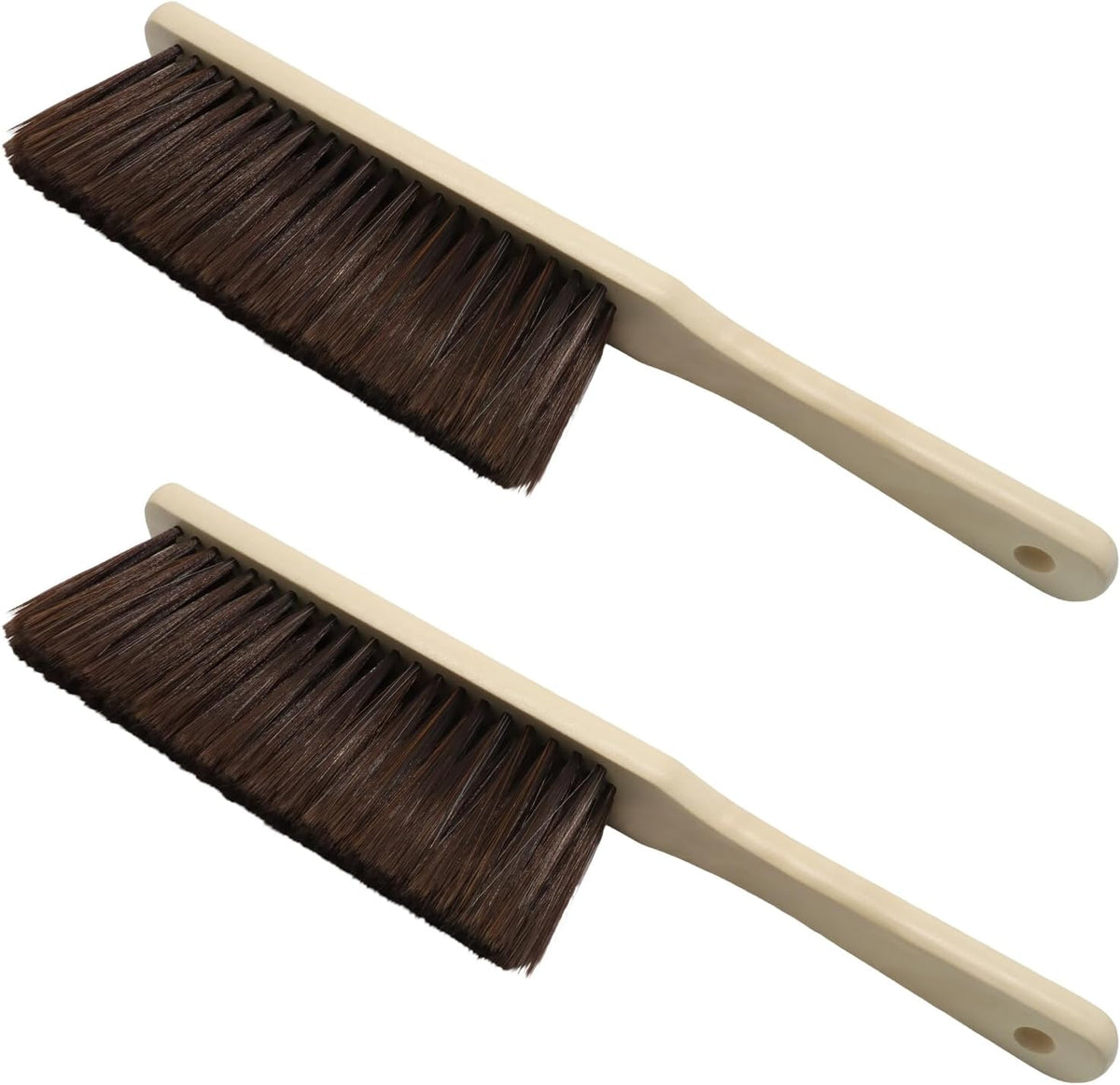 2 Pack Wooden Handle Dust Brush Set, Brown